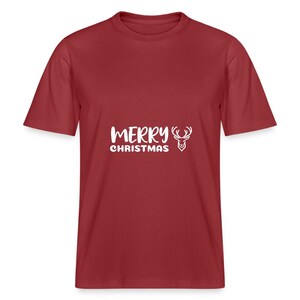 Unisex Organic T-Shirt Merry Christmas – Sustainable Shirt with Reindeer Motif, Christmas Gift, Festive T-Shirt for Men and Women