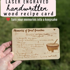 Handwritten Recipe Wood Card Gift, Handwritten Recipe wood card for her, Christmas Gift for Siblings, Grandma&#39;s Recipe handwritten,