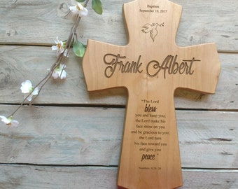 Godchild Baptism Cross Gift God Bless, Baptism Cross Personalized, Personalized Baptism Gift, Newborn Gift, Laser Engraved Faith cross