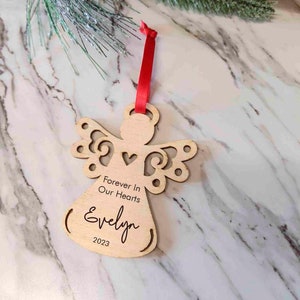 Angel Memorial Christmas Ornament, Memorial Gift angel ornament, angel sympathy ornament, wood angel ornament