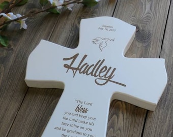 Personalized Baptism Cross for Baptism, Wall Cross, Baby Dedication Gift, Personalized Baptism Gift, Newborn Gift, Laser Engraved Cross,