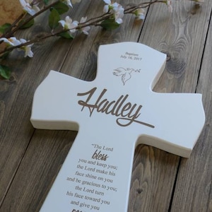 Personalized Baptism Cross for Baptism, Wall Cross, Baby Dedication Gift, Personalized Baptism Gift, Newborn Gift, Laser Engraved Cross, image 1