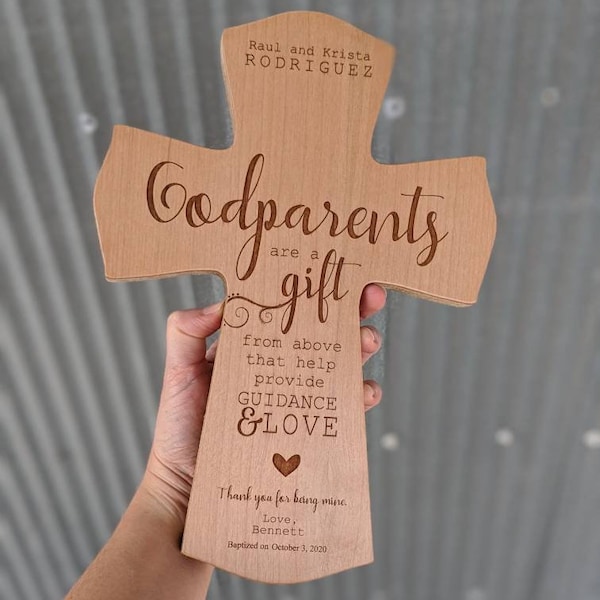 Personalized Godparents Cross Gift for Godparents, Baby godparent Dedication Gift, Personalized Baptism Gift, Gift for godparent