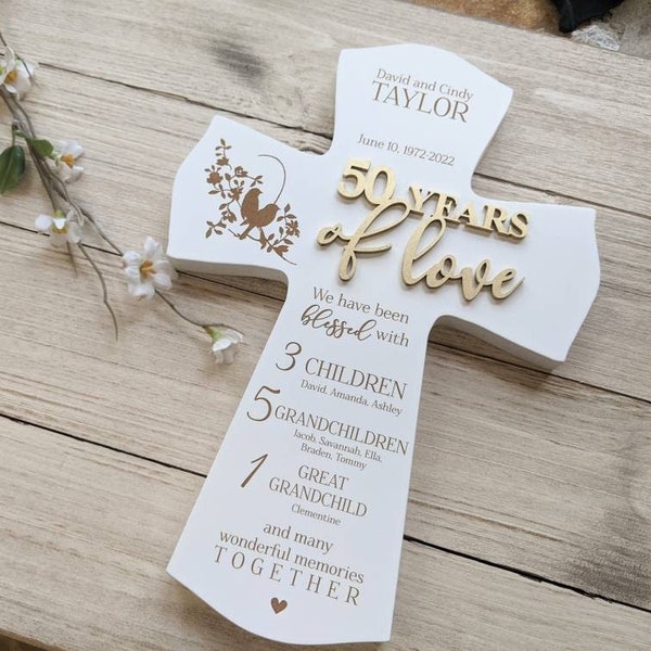 Personalized 50th Anniversary Cross Gift, 50th Personalized Anniversary Gift For Parents, Religious 50th wedding Anniversary Cross,