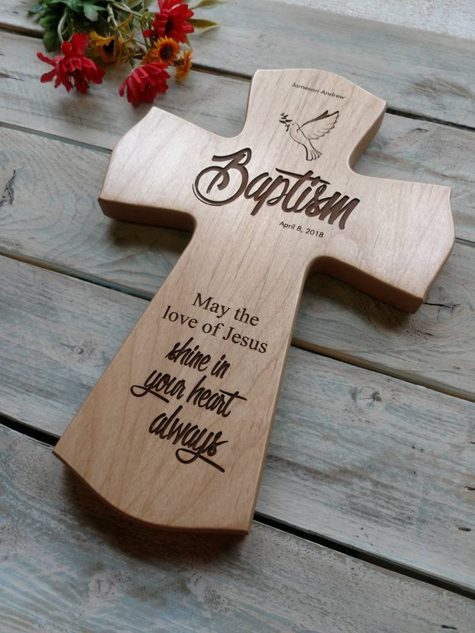 Personalized Baptism Cross Baptism Gift Personalized Cross Etsy