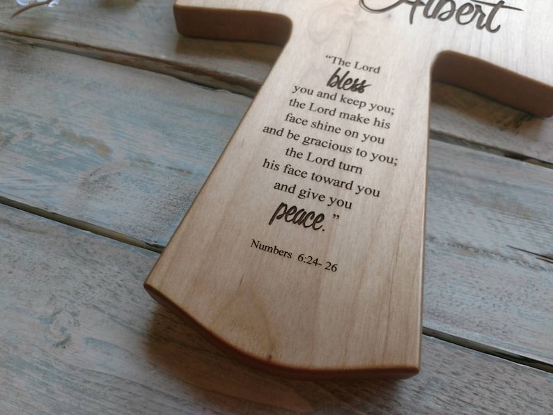 Personalized Baptism Cross for Baptism, Wall Cross, Baby Dedication Gift, Personalized Baptism Gift, Newborn Gift, Laser Engraved Cross, image 5