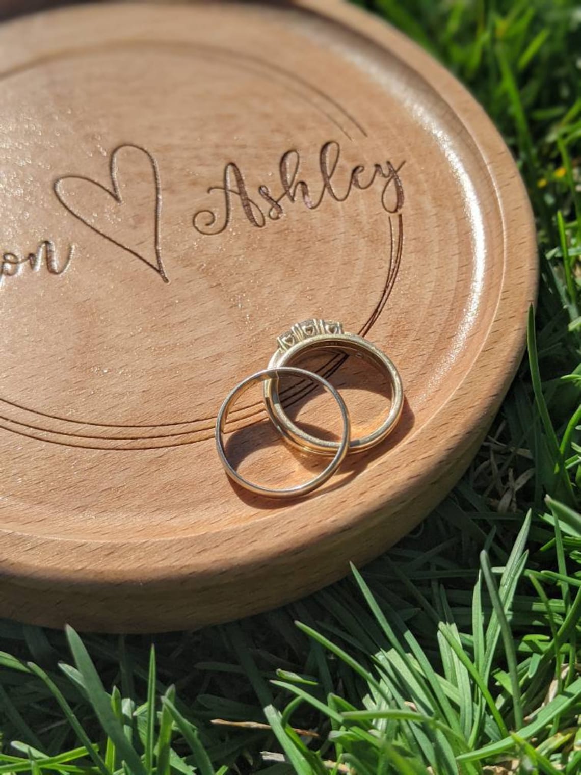 Custom Round Wooden Ring Dish Engraved Ring Tray Wedding | Etsy