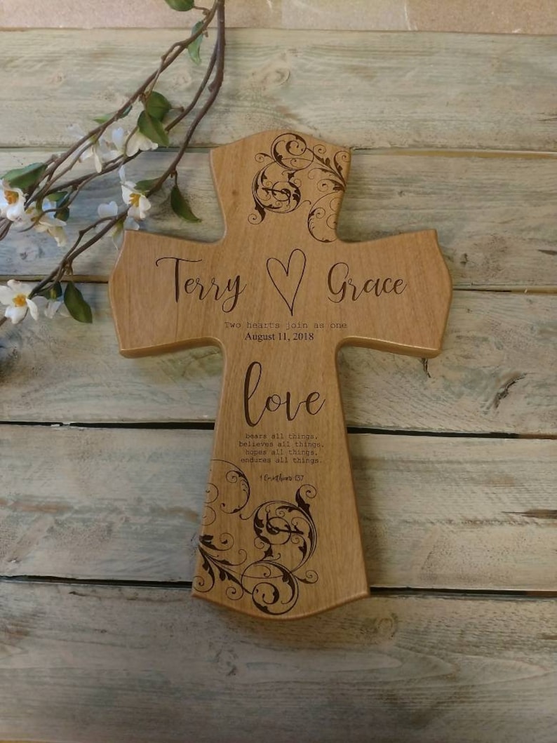 Personalized Wedding Gift Cross for newlyweds Religious Etsy