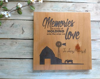 Memorial Plaque for Farmer , Farm Sympathy Gift, Personalized Sympathy Gift, Farming Funeral Gift, Engraved Memorial Gift, Memorial Scene