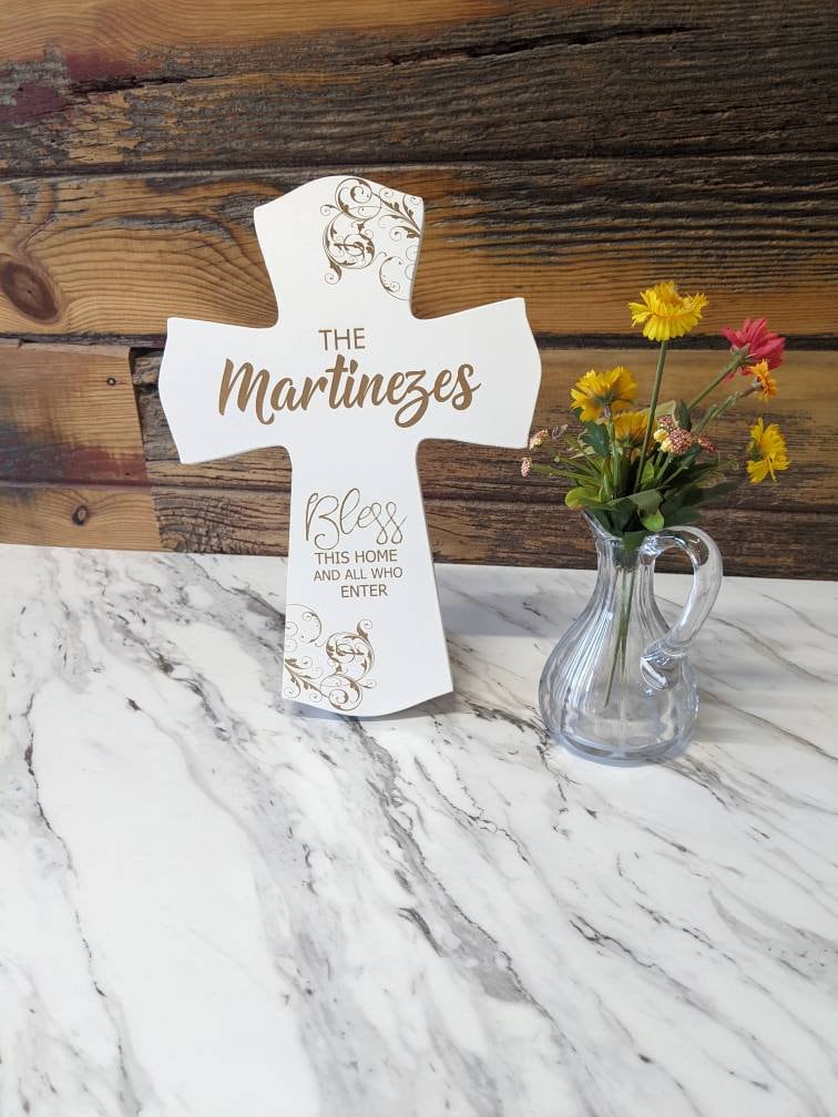 Bless Our Home Cross for Entryway, Religious Cross Home Decor
