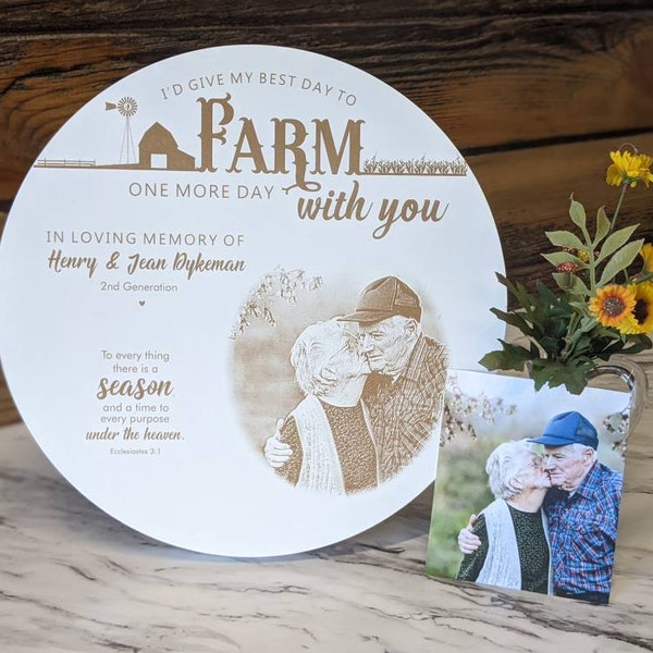 Personalized Memorial Wood Memorial Gift, Personalized Memorial Farmer Gift, Memorial Gift For Farming Family