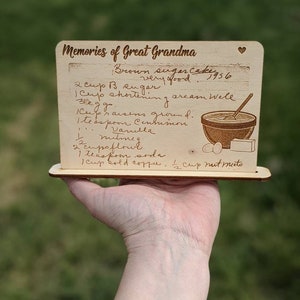 Handwritten wood recipe card for mom, Handwritten Wood Recipe Card, personalized gift mom handwritten recipe card