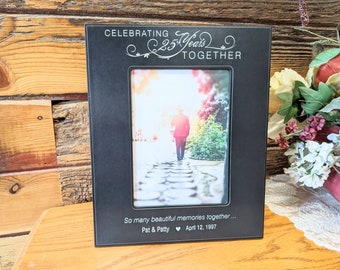 5x7 25th Anniversary Picture Frame for parents,  25th anniversary picture frame gifts, Personalized Anniversary Picture Frame