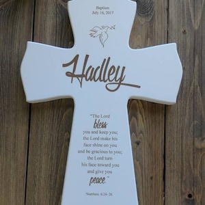 Personalized Baptism Cross for Baptism, Wall Cross, Baby Dedication Gift, Personalized Baptism Gift, Newborn Gift, Laser Engraved Cross, image 2