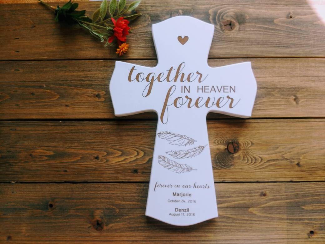 Together Forever Couple Memorial Cross, Grandparent Memorial Grandpa & Grandma Memorial, Gift, Loss Funeral Gift