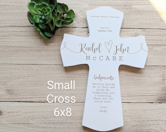 SMALL 6x8 Personalized Godparents Cross for Godparent, Godparent Gifts, Personalized Gift from godchild, godparents cross for baptism ,