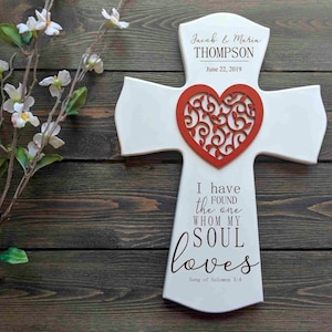 Wedding cross with names, Wood cross with names, custom wood cross with names, Wooden wedding cross, wedding gift for couple,
