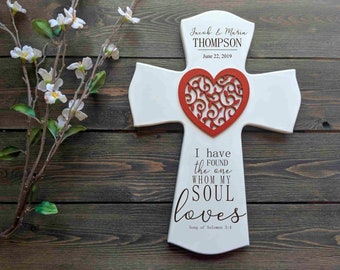 Valentine's Day Wedding Cross,   Wedding Gift Cross With  Names,  Love Personalized Wood Wedding Cross | Personalized wood love wedding