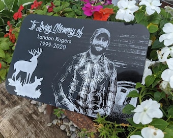 Outdoor Memorial Plaque With Photograph, 8x10 Picture Memorial for Garden Bench Outdoor, Outdoor Memorial sign, Black Acrylic