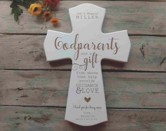 Personalized Godparents Cross Gift for our godparents, Gift for Godparents, Gift from Godchild, Godparent Cross Gifts