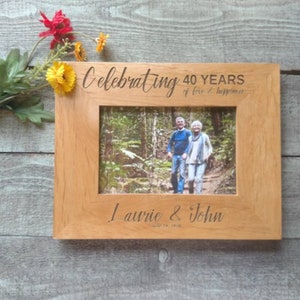 40th Anniversary Gift for Parents, 40th Anniversary gift for couple, 40th anniversary gift, Wood picture frame personalized, custom