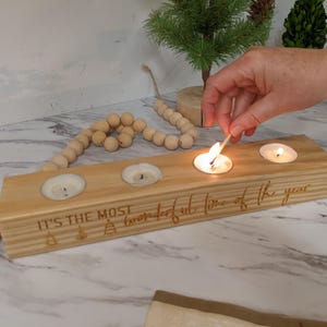 Christmas table centerpieces Christmas Candle holder for tables, Christmas Candle for Table, Wood Advent candle holder