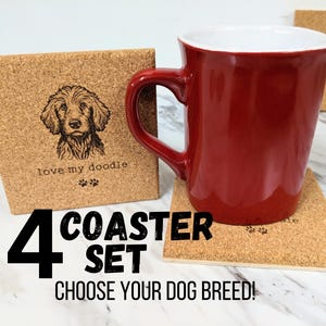 Doodle Dog gifts for dog lover Dog coaster set , Doodle Dog coasters set Dog coasters Dog Breed Gifts Doodle Dog Coasters Dog lover gift