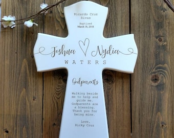 Personalized Godparents Cross Gift , Godparents Gift Baptism, Personalized Gift for Godparents, Godchild Gift, gift  wood cross,