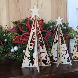 wooden christmas tree decor, Christmas Tree Mantel Decor, Mantel decor for Christmas, wood Christmas tree art, DIY Christmas tree craft