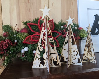 Christmas mantel decor, Christmas Mantel Decorations, Wood Christmas Tree Decor, Christmas Tree Decorations Kit