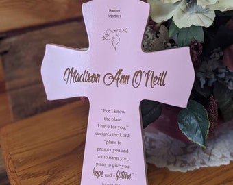 Personalized  Wood Baptism Cross for Baptism, Personalized Baptism Cross Gift, Personalized Baptism Gift