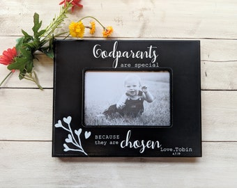 Gift for Godparents, Godparent Picture Frame Gift, Personalized Baptism Gift,  gift for Godparents frame