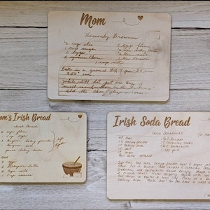 Handwritten Wood Recipe Card for Mother's Day, Wood Recipe card Recipe Gift, Handwritten Recipe wood card, Family Gift, Grandma's Recipe