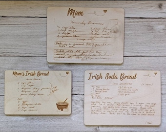 Handwritten Wood Recipe Card for Mother's Day, Wood Recipe card Recipe Gift, Handwritten Recipe wood card, Family Gift, Grandma's Recipe