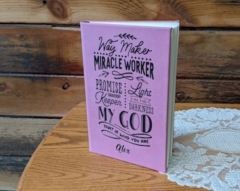 Personalized Way Maker Journal Gift, Christian Faith Journal with Scripture, Scripture Journal Gift for Her, Scripture Memory Journal