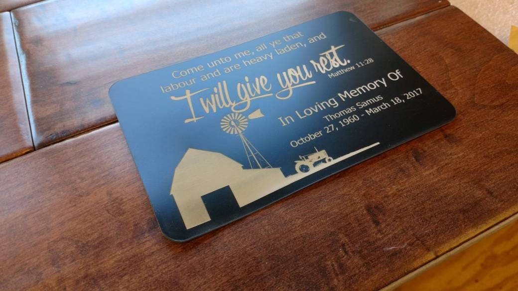 4x6 Personalized Name Bench Plate Memorial Outdoor bench Etsy