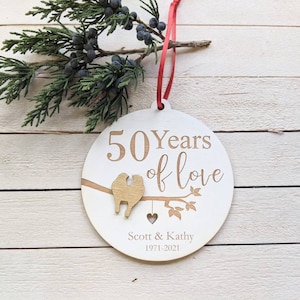 50th Anniversary Christmas Ornament for parents wedding anniversary, 50th Wedding Ornament Gift for Anniversary Party, 50th Personalized