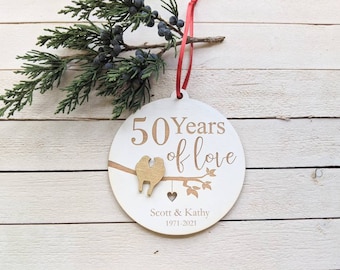 50th  Anniversary ornament personalized, Christmas Ornament, Personalized 5oth wedding , 50th Anniversary Decorations, Anniversary Favors