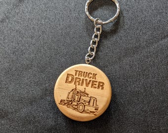 Key chain for men, keychain for Dad, Keychain, Semi Driver keychain, Big Rig Truck Driver, Keychain for him, Wood keychains