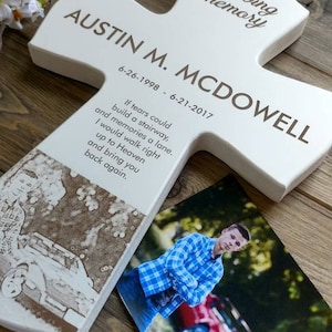 Personalized Picture Wood Cross Gift, Memorial Photo Cross Gift, Wood Memorial Photo Crosses, Memorial crosses, son memorial cross, image 2
