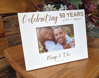 Celebrating 50th Anniversary Picture frame Personalized, Gift for parents 50, Personalized Anniversary Picture Frame, 50th Anniversary Frame