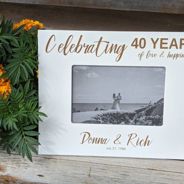 40th Anniversary Picture Frame for parents, Personalized Anniversary Picture Frame, 40th Anniversary Frame for couple, celebrating