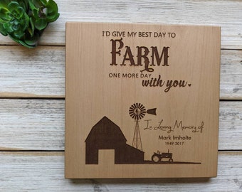 Personalized Farming Memorial Plaque for Farmer , Farming in Heaven, Sympathy Gift, Personalized Sympathy Gift, Farming Funeral Gift,