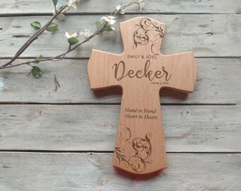 Wedding Cross  for newlyweds, Religious Wedding Cross for Couple, Hand in Hand Heart to Heart Wedding Cross