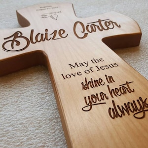 Baptismal wall cross for boy, Baptism gift for girls, Dedication Gift, Personalized Baptism Gift, Newborn Gift, Laser Engraved Cross