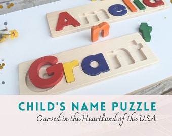 Child's name puzzle gift, personalized name puzzle, Christmas gift for toddler, Pre-K learning, grand children gift,