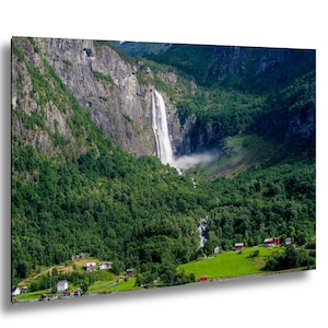 Feigefossen Waterfall Norway Landscape Photography - Misty Fjord Cruise Nature Scene Skjolden | Print/Canvas/Acrylic/Metal Wall Art