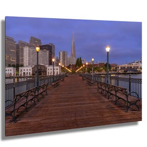 Pier 7 to the Pyramid – Transamerica Building Framed at Sunrise from San Francisco’s Waterfront | Print/Canvas/Acrylic/Metal Wall Art