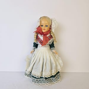 Vintage Denmark Costume Souvenir Doll Open Close Eyes Traditional Costume Garb 1950&#39;s Folk Art Baby Doll 6.5&quot;