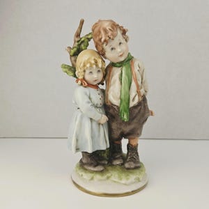 Giuseppe Cappè Capodimonte Shy Boy & Girl Italy 1959 Porcelain Figurine Rare 7&quot;